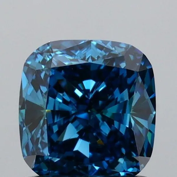 0.9ct CUSHION Fancy Vivid Blue VS1 Coloured Lab diamond