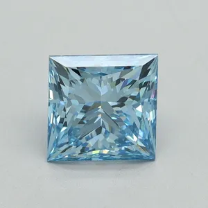 1.56ct PRINCESS Fancy Vivid Blue VVS2 Coloured Lab diamond