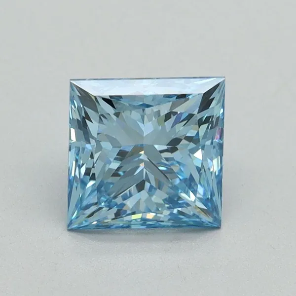 1.56ct PRINCESS Fancy Vivid Blue VVS2 Coloured Lab diamond