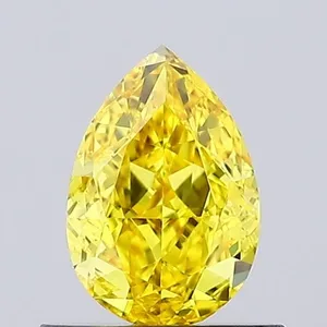 0.73ct PEAR Fancy Vivid Yellow VVS2 Coloured Lab diamond