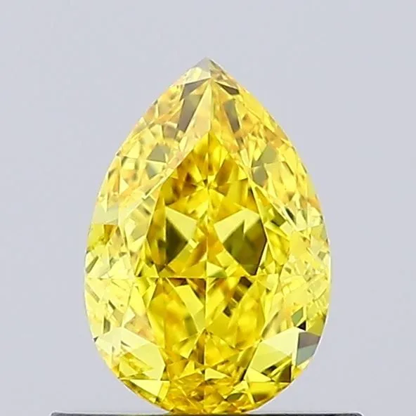 0.73ct PEAR Fancy Vivid Yellow VVS2 Coloured Lab diamond