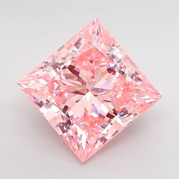 2.57ct PRINCESS Fancy Vivid Pink VVS2 Coloured Lab diamond