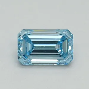 0.54ct EMERALD Fancy Vivid Blue VVS2 Coloured Lab diamond