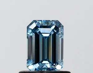 0.7ct EMERALD Fancy Intense Blue VS1 Coloured Lab diamond