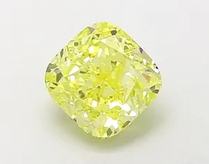 1.11ct CUSHION Fancy Vivid Yellow VVS2 Coloured Lab diamond