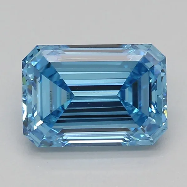 1.01ct EMERALD Fancy Vivid Blue VVS2 Coloured Lab diamond