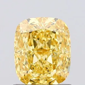 1.03ct CUSHION Fancy Vivid Yellow VS1 Coloured Lab diamond