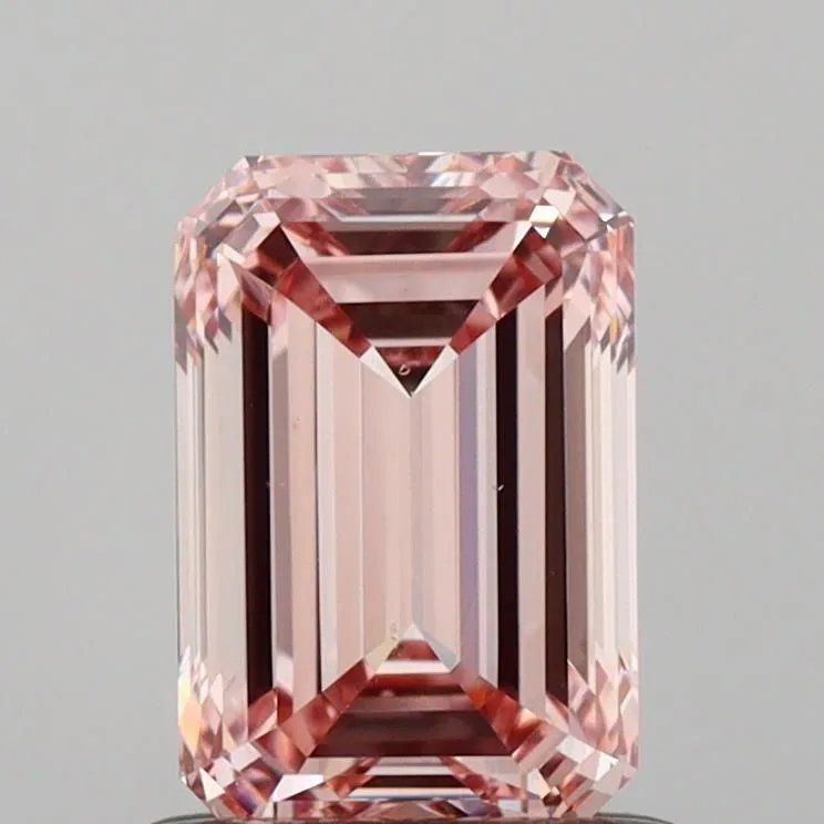 1.00ct EMERALD Fancy Intense Brownish Pink VS1 Coloured Lab diamond