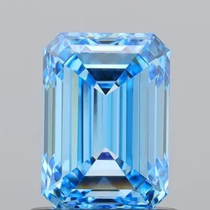 1.11ct EMERALD Fancy Vivid Blue VVS2 Coloured Lab diamond