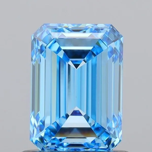 1.11ct EMERALD Fancy Vivid Blue VVS2 Coloured Lab diamond