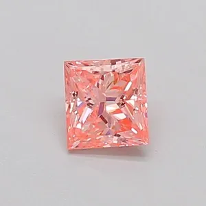 0.32ct PRINCESS Fancy Vivid Pink VS2 Coloured Lab diamond