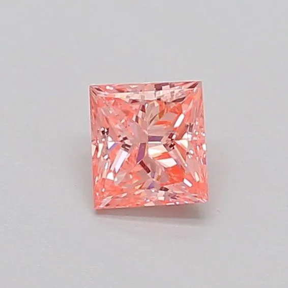0.32ct PRINCESS Fancy Vivid Pink VS2 Coloured Lab diamond