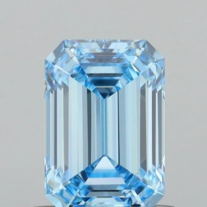 0.84ct EMERALD Fancy Vivid Blue VS1 Coloured Lab diamond