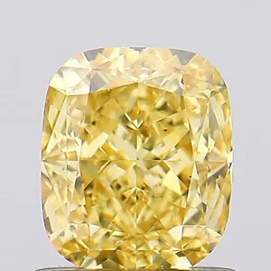 1.05ct CUSHION Fancy Intense Yellow VS2 Coloured Lab diamond