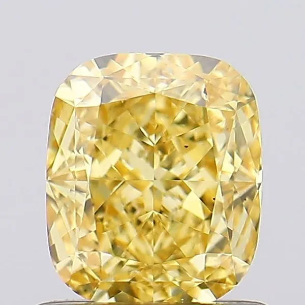 1.05ct CUSHION Fancy Intense Yellow VS2 Coloured Lab diamond