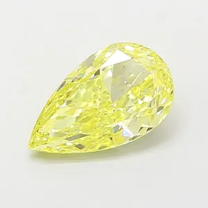 0.94ct PEAR Fancy Vivid Yellow VS2 Coloured Lab diamond