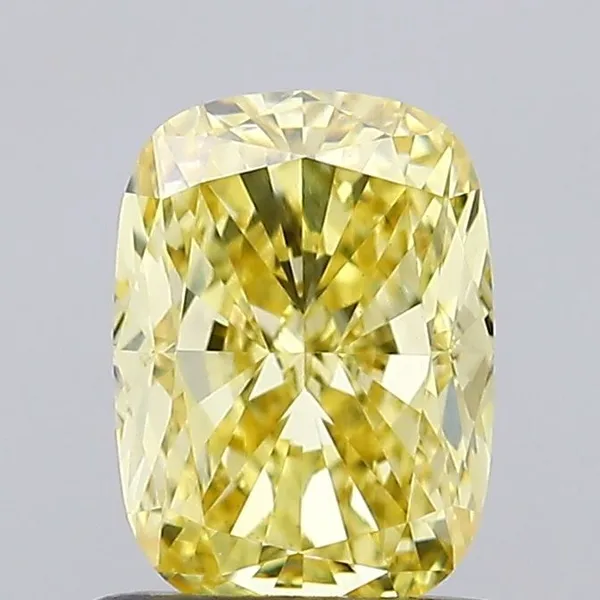 1.01ct CUSHION Fancy Intense Yellow VS1 Coloured Lab diamond