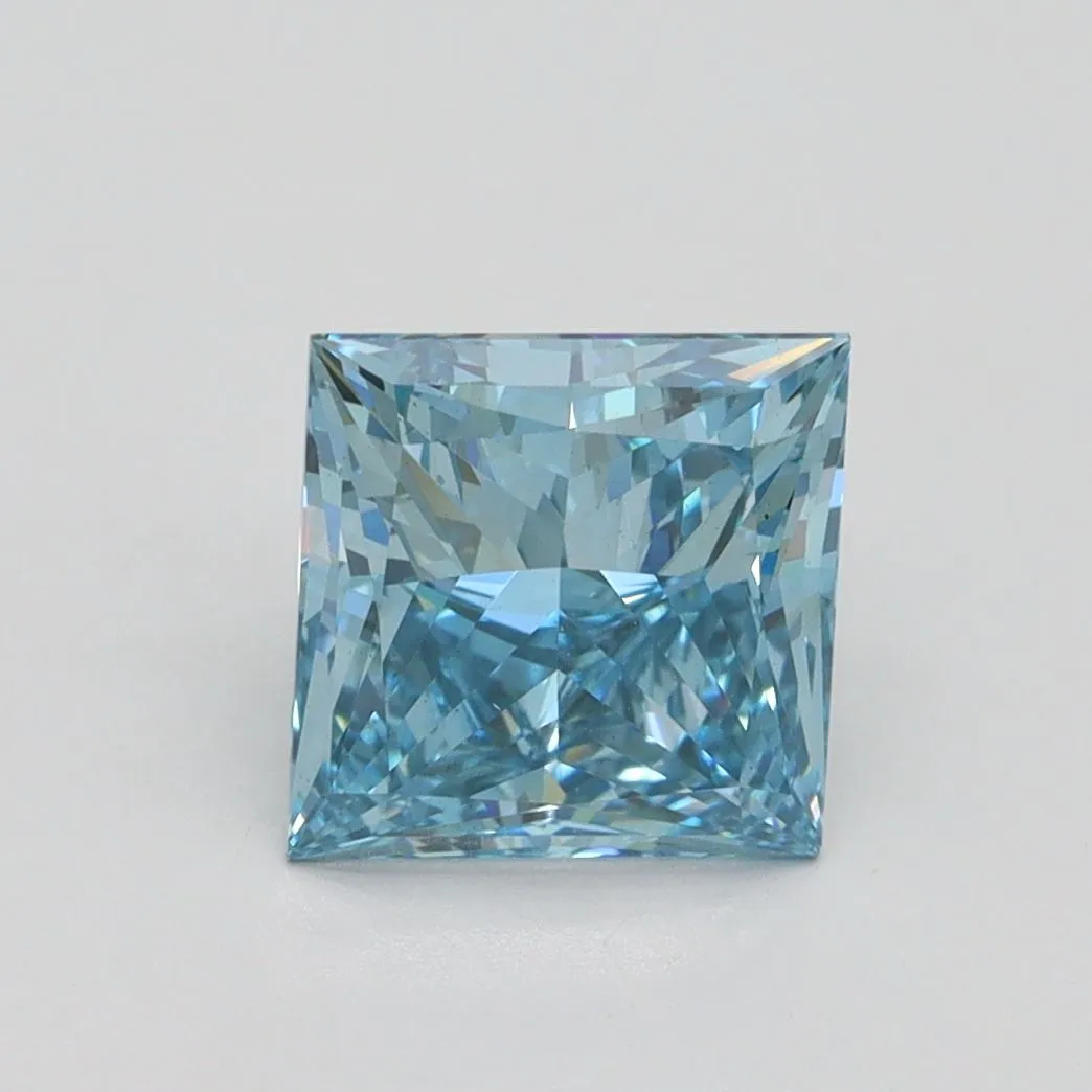 2.01ct PRINCESS Fancy Vivid Blue VS2 Coloured Lab diamond