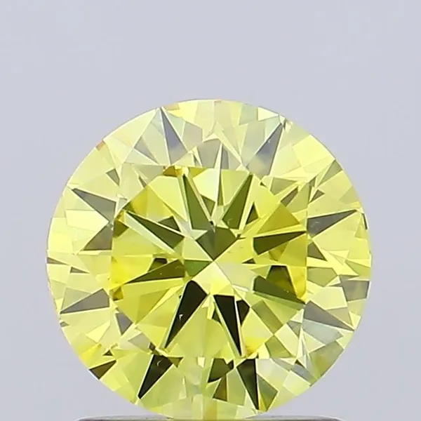 0.96ct ROUND Fancy Intense Yellow VS2 Coloured Lab diamond