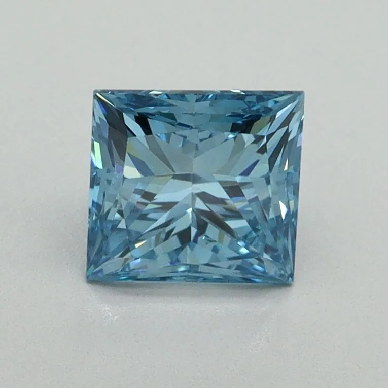 1.01ct PRINCESS Fancy Vivid Blue VS2 Coloured Lab diamond