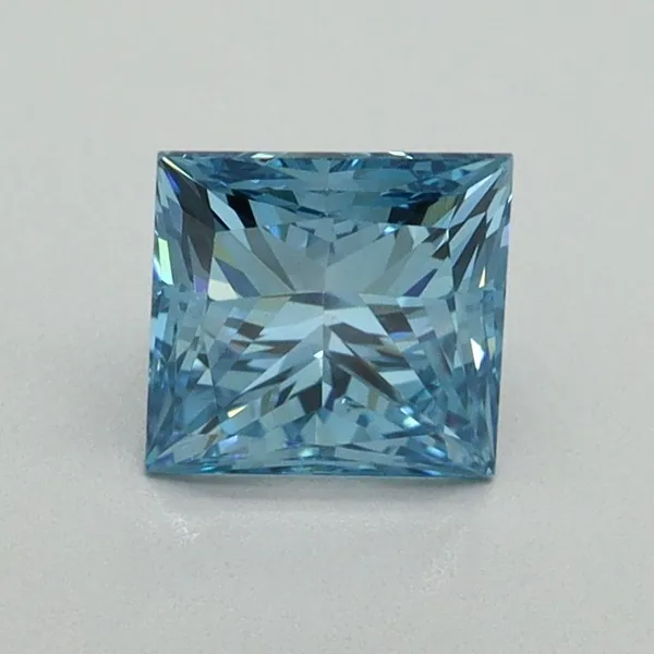 1.01ct PRINCESS Fancy Vivid Blue VS2 Coloured Lab diamond