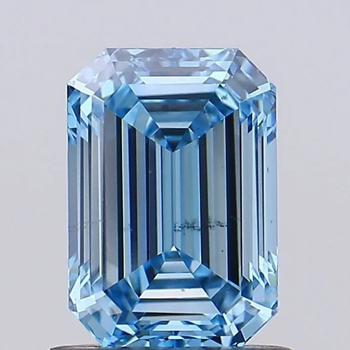 1.04ct EMERALD Fancy Vivid Blue VS2 Coloured Lab diamond