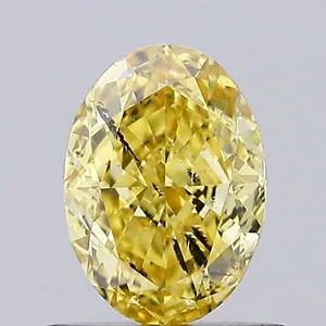 0.71ct OVAL Fancy Vivid Yellow SI2 Coloured Lab diamond