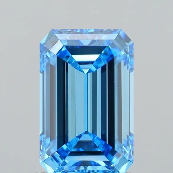 1.51ct EMERALD Fancy Vivid Blue VVS2 Coloured Lab diamond