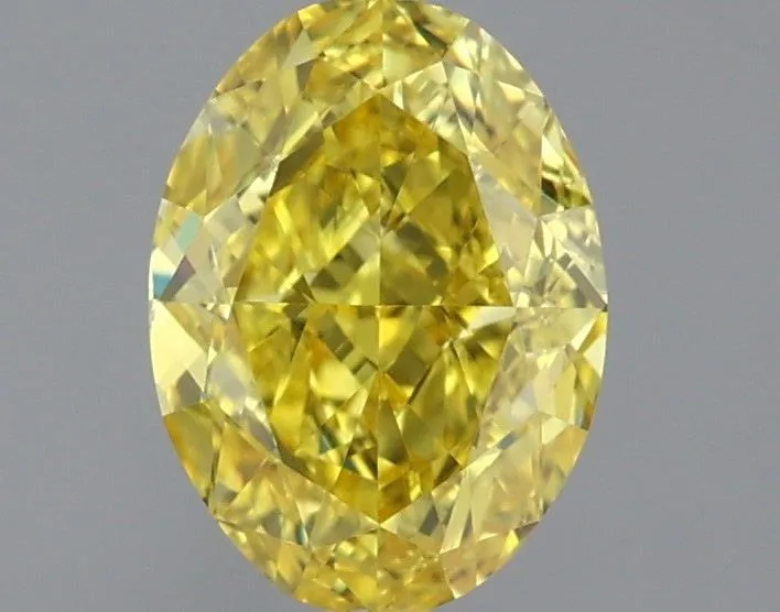 1.01ct OVAL Fancy Vivid Yellow VVS2 Coloured Lab diamond
