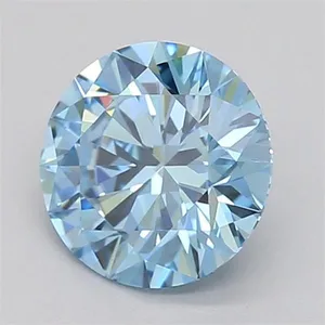 0.71ct ROUND Fancy Vivid Blue VVS2 Coloured Lab diamond