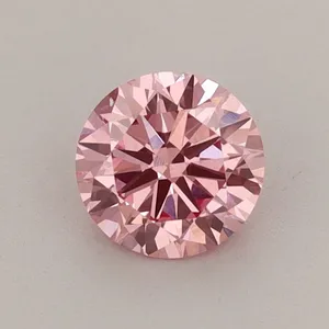 0.63ct ROUND Fancy Vivid Pink VS1 Coloured Lab diamond