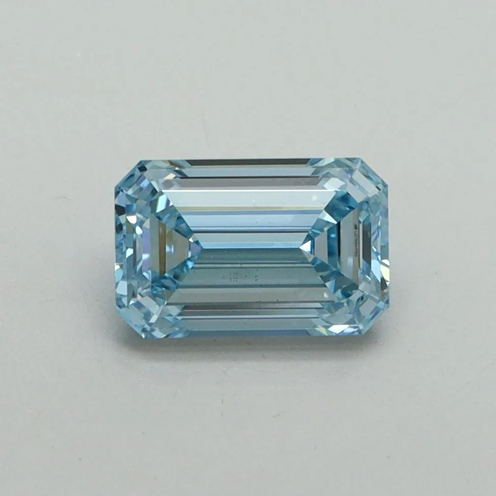 1.06ct EMERALD Fancy Vivid Blue VVS2 Coloured Lab diamond
