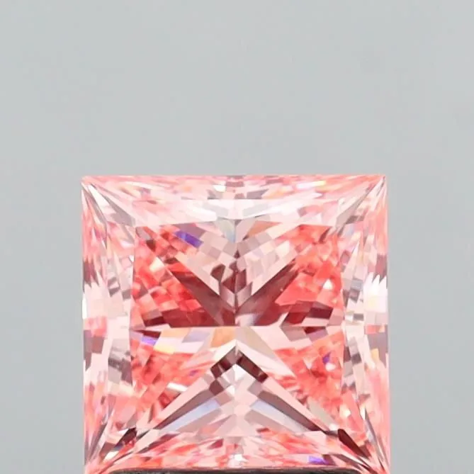 1.99ct PRINCESS Fancy Vivid Pink VS1 Coloured Lab diamond