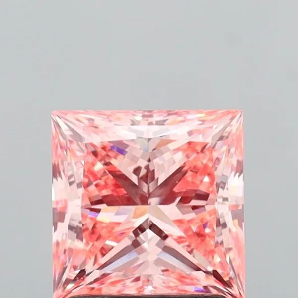 1.99ct PRINCESS Fancy Vivid Pink VS1 Coloured Lab diamond