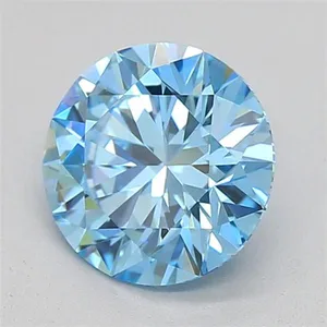 0.7ct ROUND Fancy Vivid Blue VVS2 Coloured Lab diamond