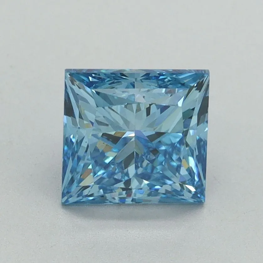 1.56ct PRINCESS Fancy Vivid Blue VS1 Coloured Lab diamond