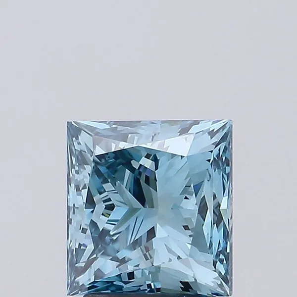 3.01ct PRINCESS Fancy Vivid Greenish Blue SI1 Coloured Lab diamond