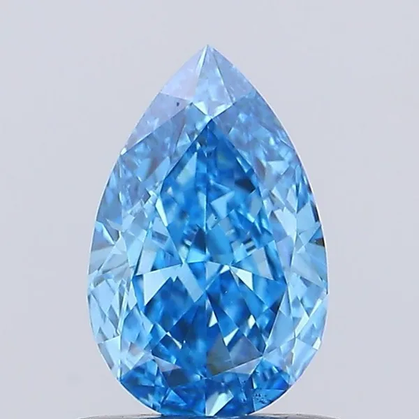 0.88ct PEAR Fancy Vivid Blue VS1 Coloured Lab diamond
