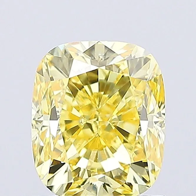 1.41ct CUSHION Fancy Intense Yellow VVS2 Coloured Lab diamond