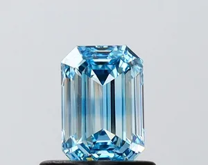 0.71ct EMERALD Fancy Intense Blue VVS2 Coloured Lab diamond