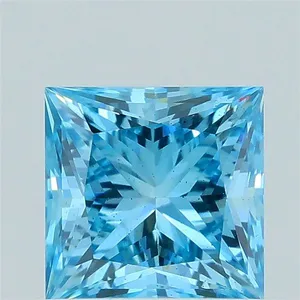 0.89ct PRINCESS Fancy Vivid Blue VS2 Coloured Lab diamond