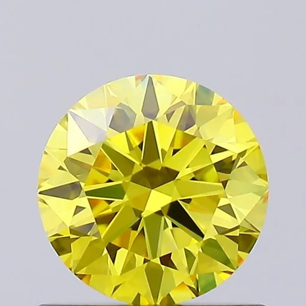 0.63ct ROUND Fancy Vivid Yellow VVS2 Coloured Lab diamond