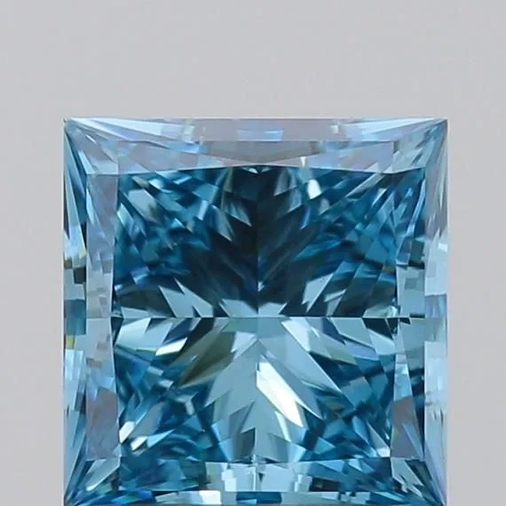1.01ct PRINCESS Fancy Vivid Blue VS1 Coloured Lab diamond