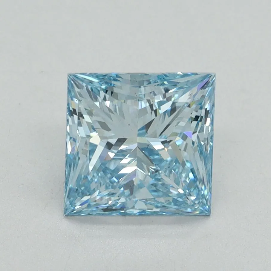 1.61ct PRINCESS Fancy Vivid Blue VS2 Coloured Lab diamond