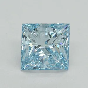 1.61ct PRINCESS Fancy Vivid Blue VS2 Coloured Lab diamond