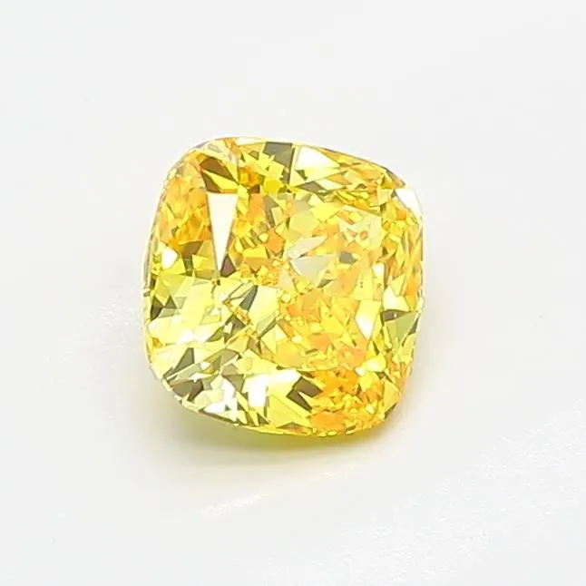 0.76ct CUSHION Fancy Vivid Yellow VVS2 Coloured Lab diamond