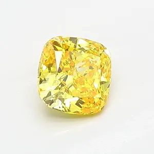 0.76ct CUSHION Fancy Vivid Yellow VVS2 Coloured Lab diamond
