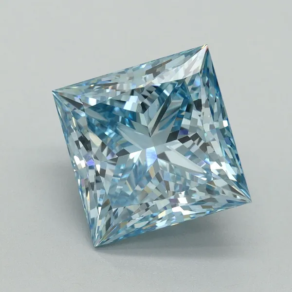 5.07ct PRINCESS Fancy Vivid Blue VVS2 Coloured Lab diamond