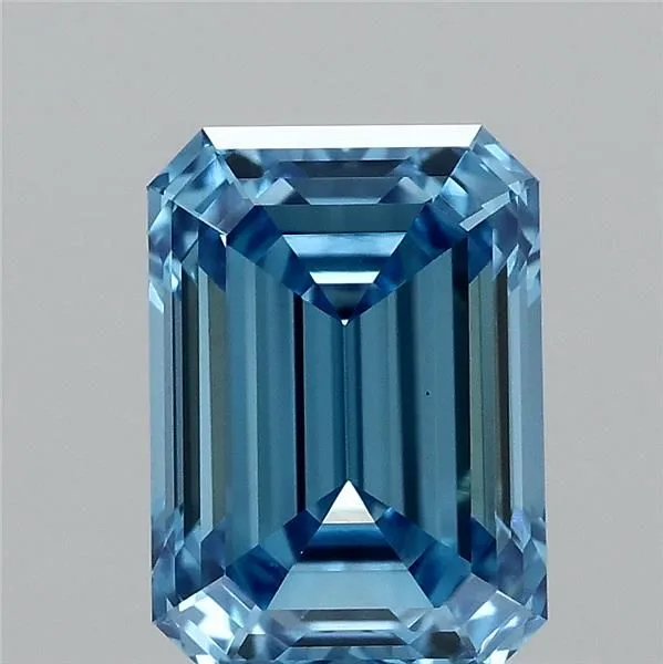 0.97ct EMERALD Fancy Vivid Blue VVS2 Coloured Lab diamond