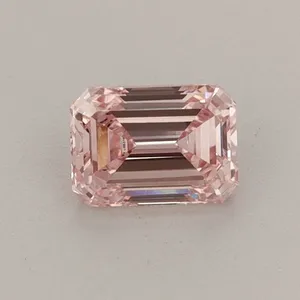 0.53ct EMERALD Fancy Intense Pink VS1 Coloured Lab diamond